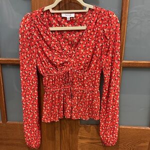 Elegant Floral V-Neck Blouse